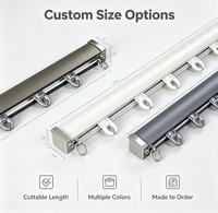Rail de rideau en aluminium robuste, silencieux et fluide, fixation supérieure et latérale, longueur personnalisable
