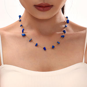 Collar Irregular con abalorio de <span class=keywords><strong>Chip</strong></span> Natural, cadena de acero inoxidable chapada en oro de 18 quilates, joyería de color caramelo para mujer - Product Image 2