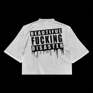 Camisetas personalizadas 250G camisetas de algodón de peso pesado de gran tamaño con serigrafía de cuello redondo camisetas para mujeres - Product Image 1