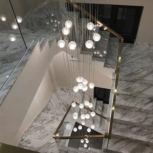 Lampadario di cristallo moderno a LED per soggiorno a soffitto alto ciondolo a bolle con scale di Villa eleganti lampade a sospensione - Product Image 5