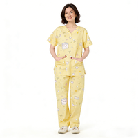 Tenues médicales respirantes en coton à imprimé dessin animé personnalisé, directement de l'usine, pour femmes, ensemble infirmier à col en V et manches courtes