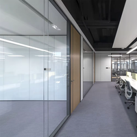 Modern Customized Double Glass Partition for Office Home School & Hospital Soundproof Wall with Aluminium Interior