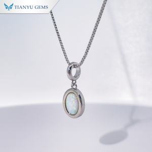 Collar con Colgante de Ópalo Ovalado en Tono Plateado Tianyu Gems para Mujer, Joyería de Moda con Engaste Minimalista - Product Image 2