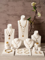 Présentoir à bijoux blanc en plâtre style onyx, support de collier, plateau pour boucles d'oreilles et bagues, présentoir d'accessoires, accessoire de photographie