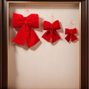 Luxury Handmade Velvet Heart-Shaped Christmas <b>Bows</b> | <b>Red</b> Burgundy Plush Holiday Decor for Tree Wreath Wedding & Party - Product Image 4