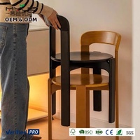 Chaises de salle à manger OEM confortables à assise ronde, modèle Rey, pour cuisine familiale, en bois de frêne avec peinture à base d'eau