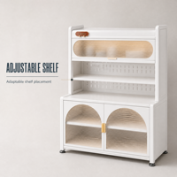 Armoire de rangement moderne en acier pour vaisselle avec portes et étagères réglables pour salle à manger et buffet de cuisine