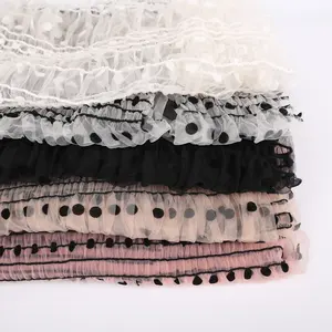 Tela <span class=keywords><strong>de</strong></span> tul con <span class=keywords><strong>volantes</strong></span> personalizada para boda, tejido romántico elegante con puntos - Product Image 1