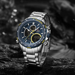 Reloj luminoso <span class=keywords><strong>NAVIFORCE</strong></span> <span class=keywords><strong>9182</strong></span> de alta calidad para hombre, cronógrafo de doble pantalla, reloj de pulsera de cuarzo para hombre, reloj Masculino con fecha - Product Image 4