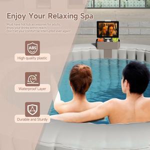 PROELIFE Plateau de service portable 3-en-1 en plastique pour piscine <span class=keywords><strong>gonflable</strong></span> extérieure, <span class=keywords><strong>spa</strong></span>, bain à remous, support de téléphone, 10-14 pouces, rangement domestique - Product Image 2