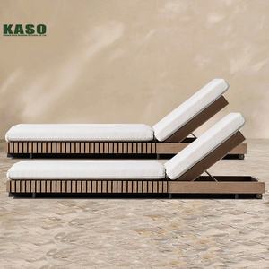 سرير شمس فاخر للفنادق للاستخدام الخارجي مقاوم للماء مصنوع من الألومنيوم وخشب الساج والحبال كرسي استلقاء للشاطئ والفناء وحمام السباحة - Product Image 5