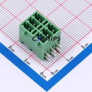 DB2ERHBG-3.5-2*3P-GN Plug-in Terminal Block Bent Lead Through Hole,P=3.5mm Board-to-Board / Socket Closed Snap Fixing 2x3P 3.5mm - Product Image 1