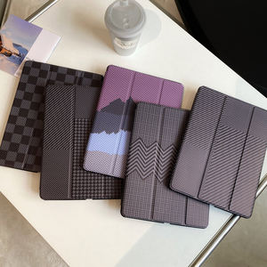 Échiquier Texture support 3 plis couverture en cuir pour <span class=keywords><strong>iPad</strong></span> <span class=keywords><strong>5</strong></span> 6 7 8 9 10e génération étui Air Pro 2024 MINI 3 4 Pro 11 12.9 13 pouces - Product Image 1