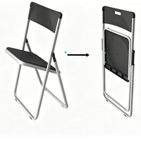 Chaise de bureau pliante en gros, chaise individuelle à cadre métallique et panneau en plastique rigide, pour salle de classe et formation, noire