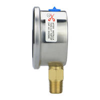 Manomètre à vide à liquide en acier inoxydable de 50 mm (2 po) avec raccord inférieur de 1/8'' - Précision de 2,5 % - Plage de mesure de 2,5 à 400 bars