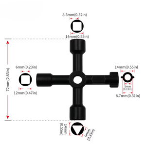 Clé <span class=keywords><strong>universelle</strong></span> multifonction 4-en-1 pour électricien et plombier, clé à molette croisée carrée et triangulaire pour gaz, train, purge de radiateur - Product Image 4