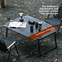 Table pliante de camping extensible en alliage d'aluminium, portable, grande, rectangulaire, hauteur réglable en continu, pour pique-nique et barbecue