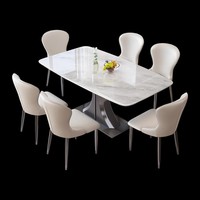 Ensemble de table à manger en pierre moderne, design rectangulaire pliable, pour hôtels et petits appartements, meubles de salle à manger
