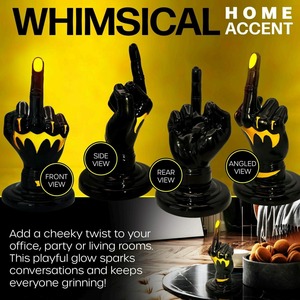 Allude Designs - Estatua de Dedo Medio con Luces LED, Resina Negra y Dorada, Decoración Luminosa para Sala de Estar, Regalo Novedoso - Product Image 3