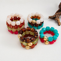 Bracelets de mode, bracelets bohèmes, ensemble de bracelets en perles de résine colorées, bijoux fantaisie à grosses perles, bracelet de couple