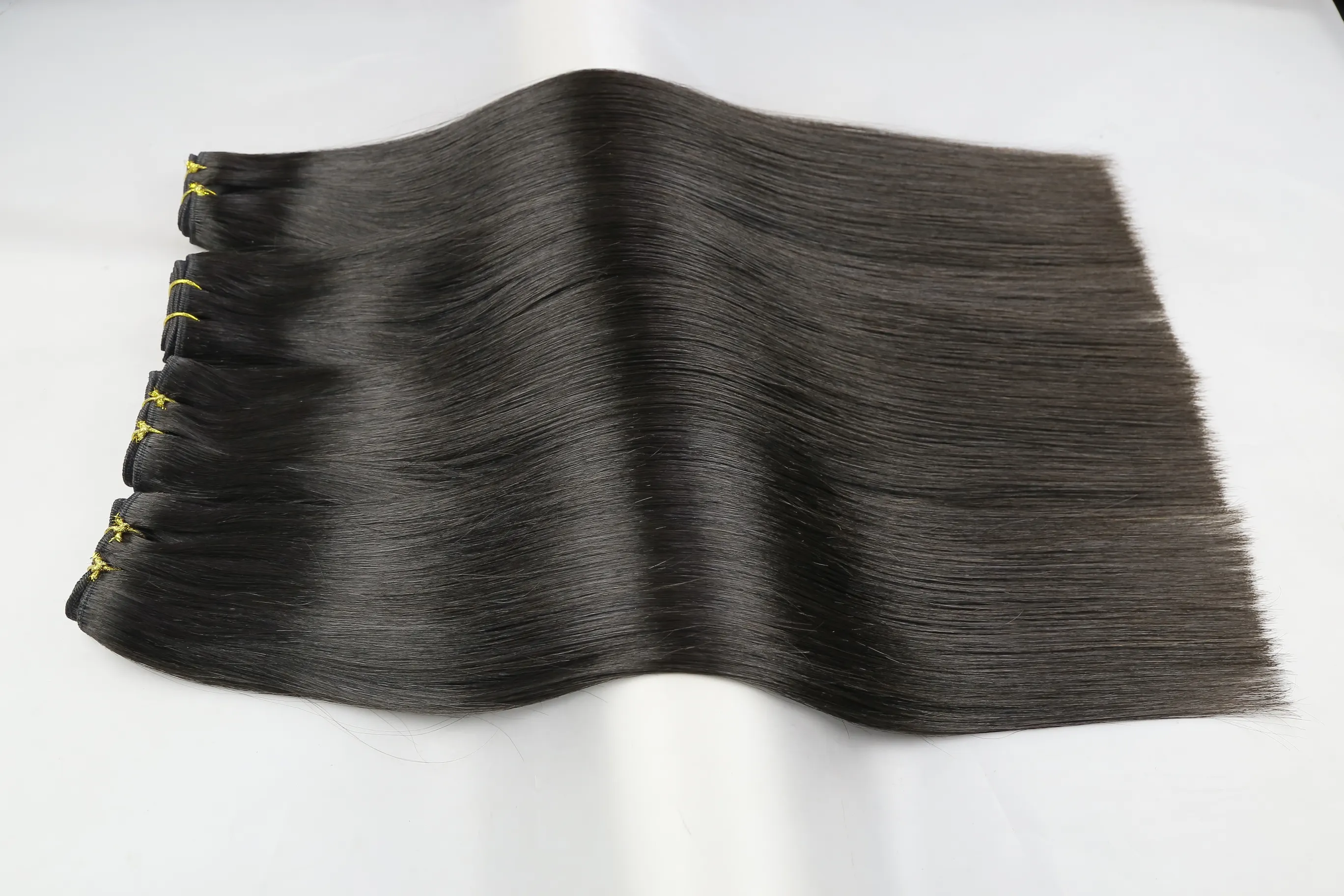 Ekstensi mesin pakan 100% rambut virgin manusia tenun ganda kualitas terbaik ekstensi rambut Eropa