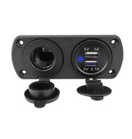 Duale 2,1A USB-Auto-Steckdose 12V Wasserdichte Ladebuchse mit Blauer LED-Beleuchtung 12-24V Spannung für Fahrzeuge Wohnmobile Camping Boote