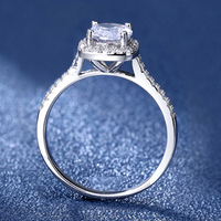 Bague de fiançailles en moissanite taille coussin pour femme, halo carré, pierres latérales pavées, argent S925 plaqué rhodium/or, certifiée GRA