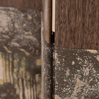 Paravent moderne minimaliste en bois à 3 panneaux avec impression de paysage forestier, écran pliant décoratif pour salon