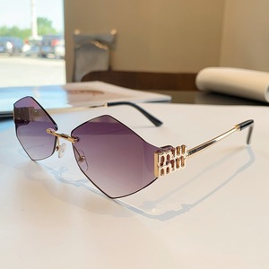 Rimless Diamond <b>Sunglasses</b> <b>Gradient</b> Lens UV400 Women Y2K Style Sun Protection Adult Fashion - Product Image 1