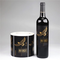 Étiquettes adhésives bon marché 3d en feuille d'or, verre gaufré, emballage de logo, bouteille de vin, impression d'autocollants