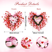 Karangan Bunga Buatan Hari Valentine Berbentuk Hati Merah Muda, Bunga Palsu untuk Dekorasi Gantung Pintu Rumah, Pernikahan, Hadiah Valentine