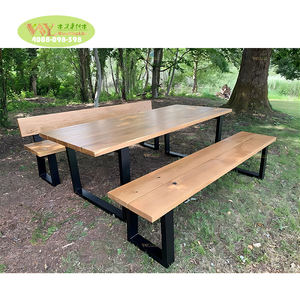 Tavolo da pranzo in rovere industriale solido Full Stave <span class=keywords><strong>con</strong></span> gambe in ferro nero sedia <span class=keywords><strong>e</strong></span> tavolo per caffè - Product Image 1