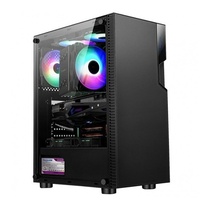 Boîtier autonome Huntkey GS450C, modèle de bureau, panneau latéral en verre trempé, anti-poussière, refroidissement liquide, format ATX, style vertical