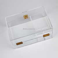 Boîtes à bijoux transparentes en plexiglas PMMA avec logo et serrure en métal doré: Boîte d'emballage carrée de luxe pour bijoux