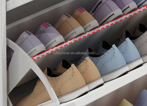 FULLSUMMER Ultra Thin Modern Designs Flip Drawers Tipping Wooden Storage 6 Tier <strong>Shoe</strong> Rack <strong>Cabinet</strong> With Door <strong>White</strong> - Product Image 6