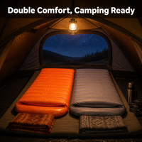 Sac de couchage double pour 2 personnes, style enveloppe, tissu en nylon 400T, 210x140cm, options de poids de remplissage, imperméable, pour le camping et la randonnée