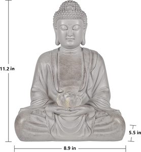 Tượng Phật thiền bằng nhựa polyresin, tượng ngoài trời cỡ lớn có đèn năng lượng mặt trời - Product Image 6