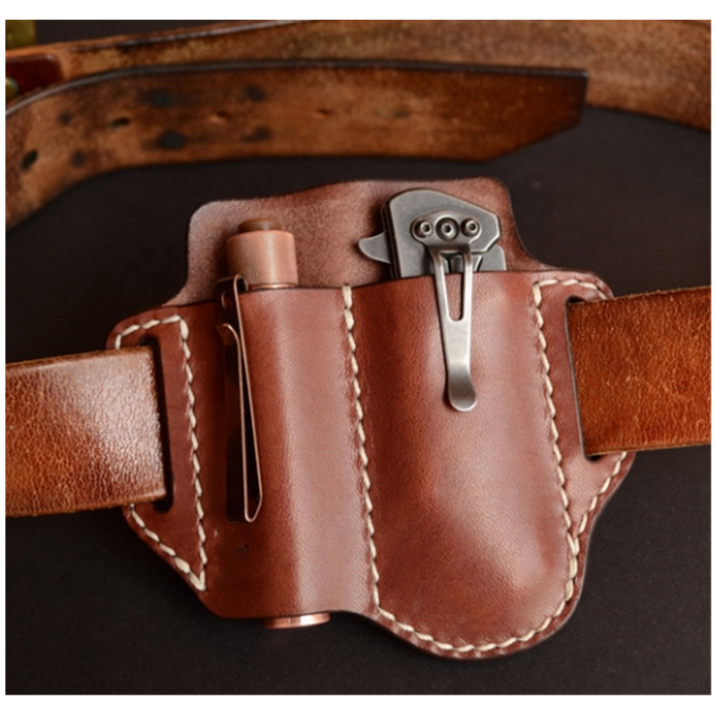 2 Leder-Messerscheiden Für Gürtel - PU Leder Halter Für Klappmesser