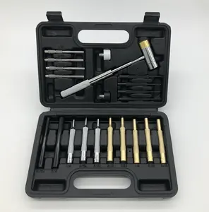 Brass Hand tools Pin Punch set and Hammer with black plastic box,Brass Punch for Gunsmithing punch