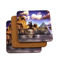 Sous-verre carré en bois MDF et liège, étanche, avec impression de logo personnalisée