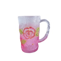 Style japonais peint à la main Rose tasse cristal verre Glacier eau thé lait tasse à café Couple cadeau