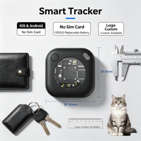 Traceur intelligent mondial pour animaux de compagnie, avec cordon carré noir en matériau durable, gestion par lots, historique de trajectoire sur 7 jours, application et site web gratuits