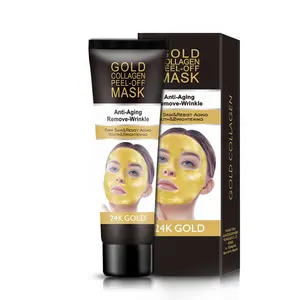 Maschera facciale al collagene in oro 24K Peeling all'ingrosso per anti-invecchiamento/bellezza della pelle maschera per il viso in oro 24K cosmetici maschera per il viso staccabile