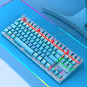 RGB彩色游戏键盘USB无线机械键盘和键盘台式机笔记本电脑鼠标组合套件和键帽盖