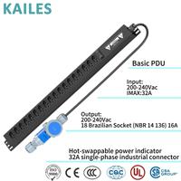 KAILES (KLS) Série K22 32A Monophasé CA 200-240VAC Usage Industriel 18 Prises Brésiliennes Équipement de Distribution d'Énergie