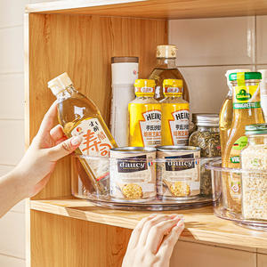 Plateau de rangement rotatif transparent de 50 cm, organisateur de bureau rond pour épices de cuisine ou présentoir de parfums, type sur pied - Product Image 3