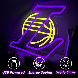 Laker Basketball Team Logo LED Neon Light Sign Decoración de pared para hombre Cave Bar <span class=keywords><strong>Pub</strong></span> Teen Boys' Game Room Regalos de cumpleaños para hombres - Product Image 4