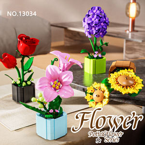 13034 Potted Flower Decoration Block Potted MOC Model Small Particle Assemble Building Block Plastic Toy for Kids <b>Girl</b> Gift - Product Image 2
