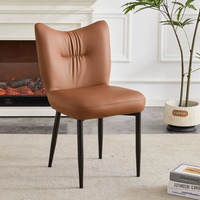 Chaise de salle à manger moderne minimaliste en métal avec revêtement en cuir PU pour la maison, le bureau ou l'hôtel, idéale pour la salle de bain