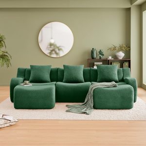 Canapé carré rembourré en tissu Teddy blanc de qualité supérieure pour hall d'hôtel et villa, idéal pour la vente en gros, échantillons gratuits - Product Image 2